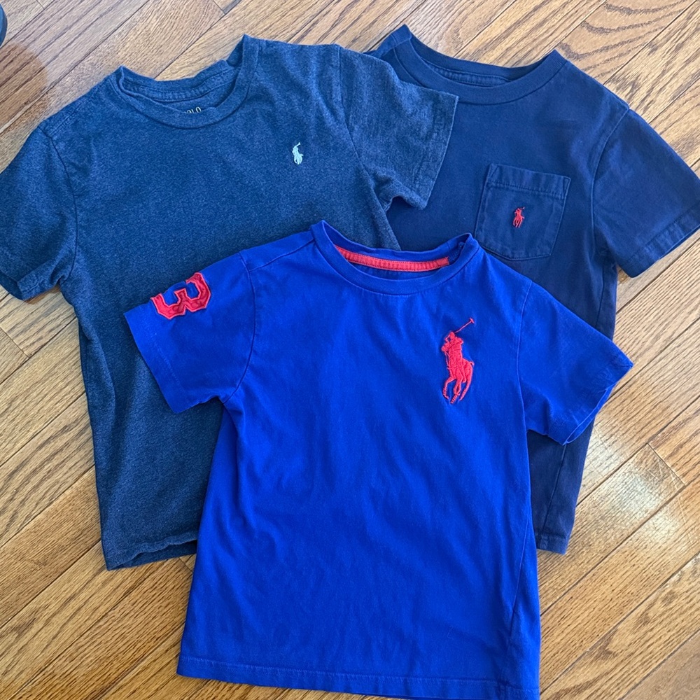 Bundle of Polo by Ralph Lauren Kids' Charcoal, Navy, and Royal Blue Tees